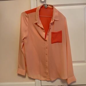 Forever 21 Two Tone Button Up Blouse Size L